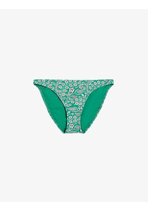 Simmoni floral-print low-rise recycled polyamide-blend bikini bottoms