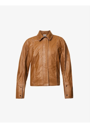 Merge panelled contrast-trim leather jacket