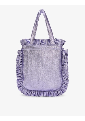 Metallic-woven wool-blend shoulder bag