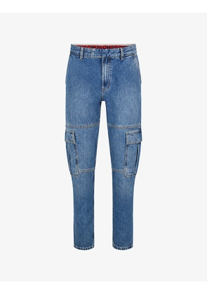 Flap-pocket slim-fit tapered jeans