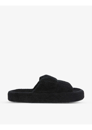Quilted open-toe terry-cotton slippers