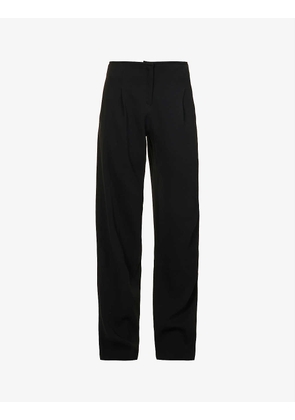Straight-leg mid-rise stretch-woven trousers