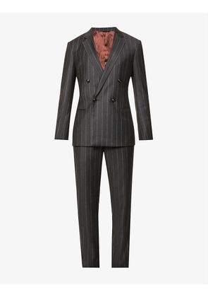 Double-breasted striped slim-fit wool suit