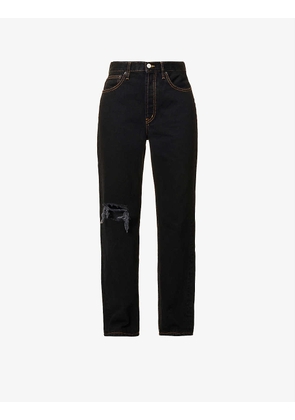 Childhood faded-wash straight-leg high-rise jeans