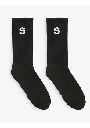 Bonneterie logo-embroidered stretch-cotton blend socks