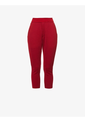 Tapered-leg mid-rise wool-blend knitted trousers