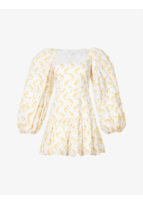 Julian floral-print cotton-blend mini dress