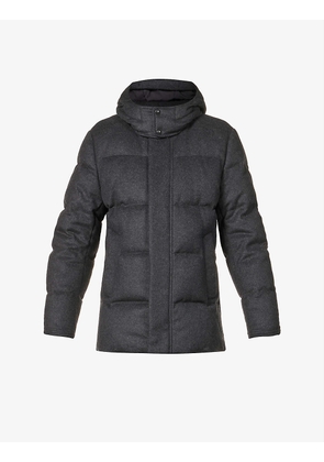 Cameron padded funnel-neck wool-blend hooded jacket