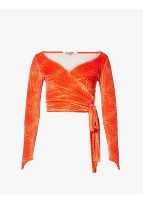 Dramady abstract-print velour top