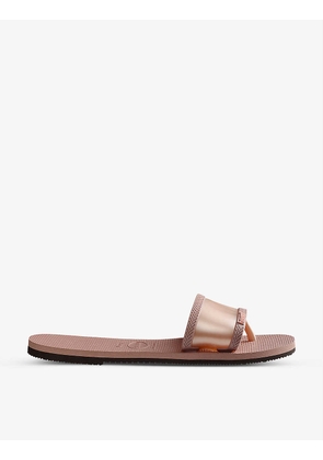Angra logo-embossed metallic sandals