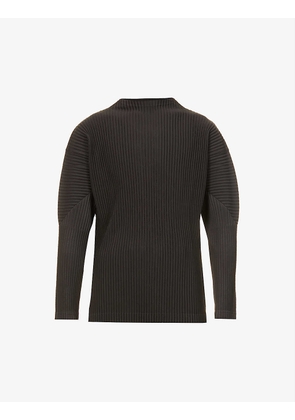 Cargo pleated funnel-neck regular-fit woven top
