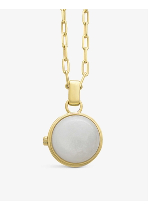 Globe Wanderer 22ct yellow gold-plated sterling-silver, moonstone and labradorite locket necklace