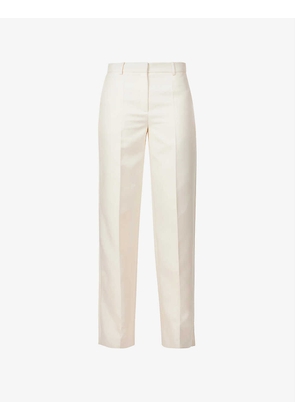 Centre-creases wide-leg high-rise silk trousers