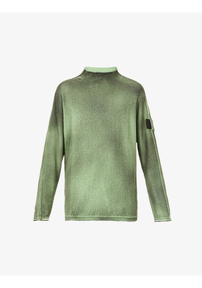 Logo-badge relaxed-fit cotton-blend knit jumper