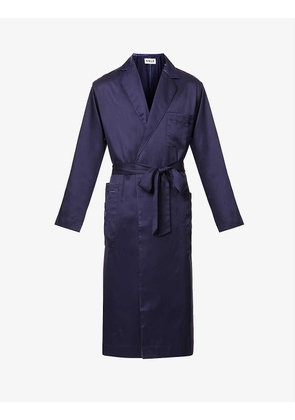 Contrast notched-lapel woven robe