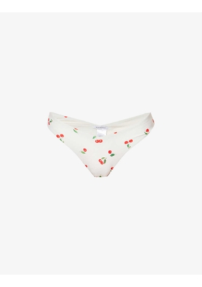 Delilah cherry-print mid-rise bikini bottoms