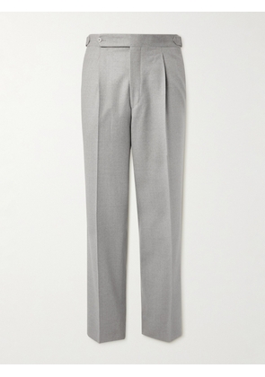 Stòffa - Straight-Leg Pleated Moss Wool-Flannel Trousers - Men - Gray - IT 46