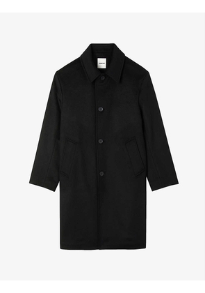 Button-down wool-blend coat