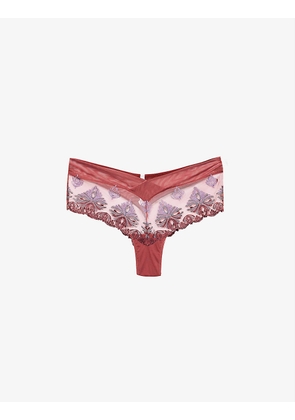Champs Elysées floral-embroidered mid-rise stretch-woven briefs