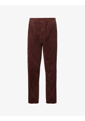 Flint brand-patch regular-fit tapered-leg cotton-corduroy trousers