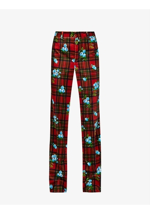 Tommy Hilfiger x Richard Quinn tartan and floral-print wide-leg high-rise cotton trousers