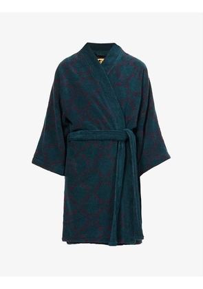 Arrow-embellished cotton-towelling robe