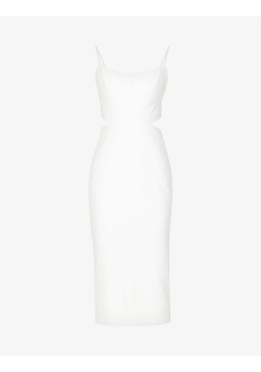 Leia scoop-neck cut-out woven midi dress