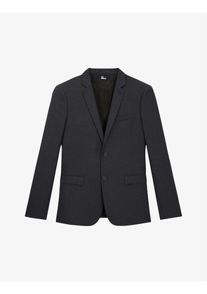 Single-breasted slim-fit wool suit jacket