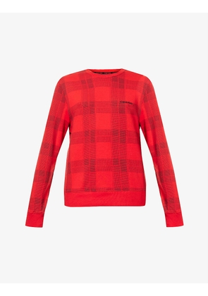 Tartan-print stretch-cotton and recycled polyester-blend sweatshirt