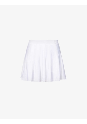Pleated high-rise stretch-woven skort