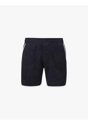 Flett contrast-trim mid-rise terry-cotton shorts