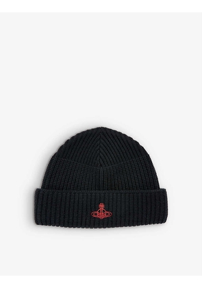 Sporty logo-embroidered wool-knit beanie