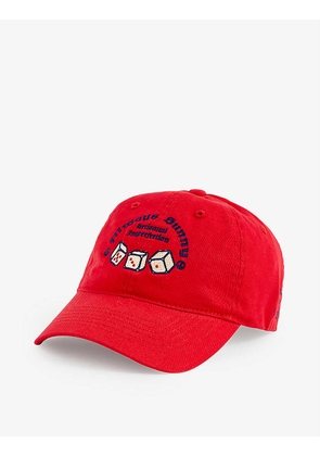 Dice slogan-embroidered adjustable cotton cap