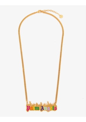 Burning Logo gold-tone brass necklace