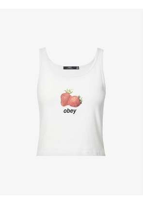 Strawberry-print cotton vest top