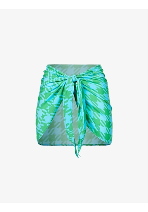 Check-print tie-up cotton sarong