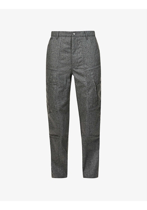 Multi-zip panelled relaxed-fit tapered wool trousers