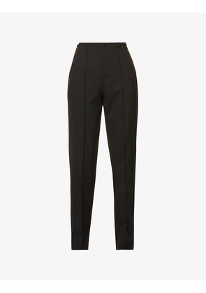 Straight-leg mid-rise stretch-wool trousers