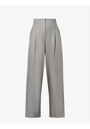 Wide-leg high-rise stretch-wool trousers