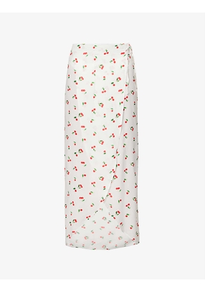 Cherry-print maxi cotton sarong
