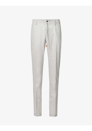 Drawstring-waistband slim straight-leg stretch-wool and cashmere-blend trousers