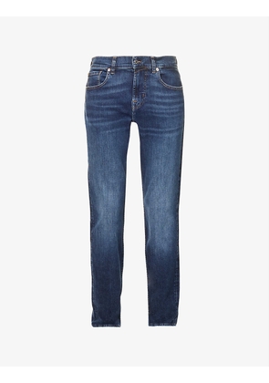 Standard straight-leg mid-rise stretch-denim jeans