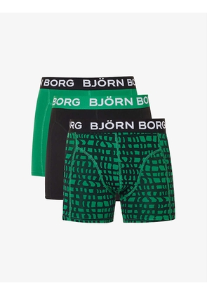 Logo-waistband stretch-cotton trunks pack of three