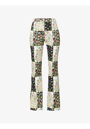 Isla flared-leg mid-rise stretch-cotton trousers