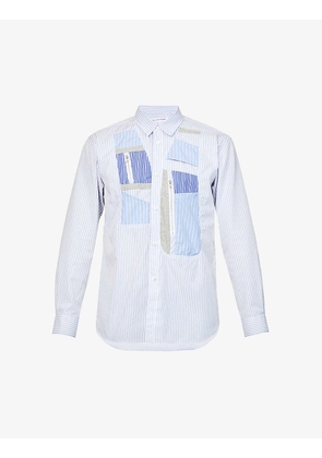Patchwork-panel relaxed-fit cotton-poplin shirt