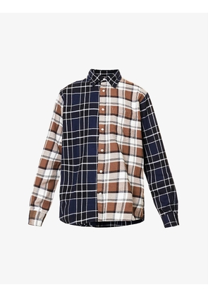 Algot mixed check relaxed-fit organic-cotton shirt