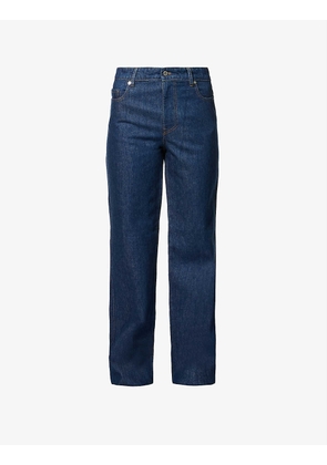 Branded mid-rise straight-leg denim jeans