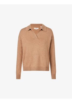 Contrast-collar relaxed-fit cotton and cashmere-blend jumper