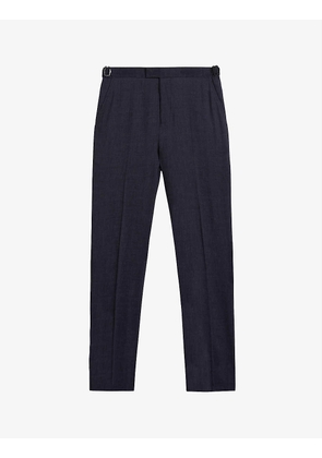 Pressed-crease slim-fit tapered wool and linen-blend trousers