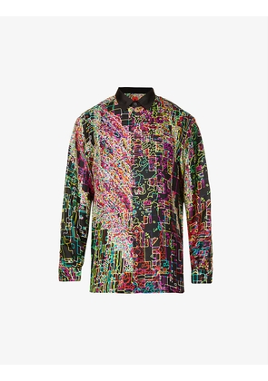 Abstract-print relaxed-fit silk shirt